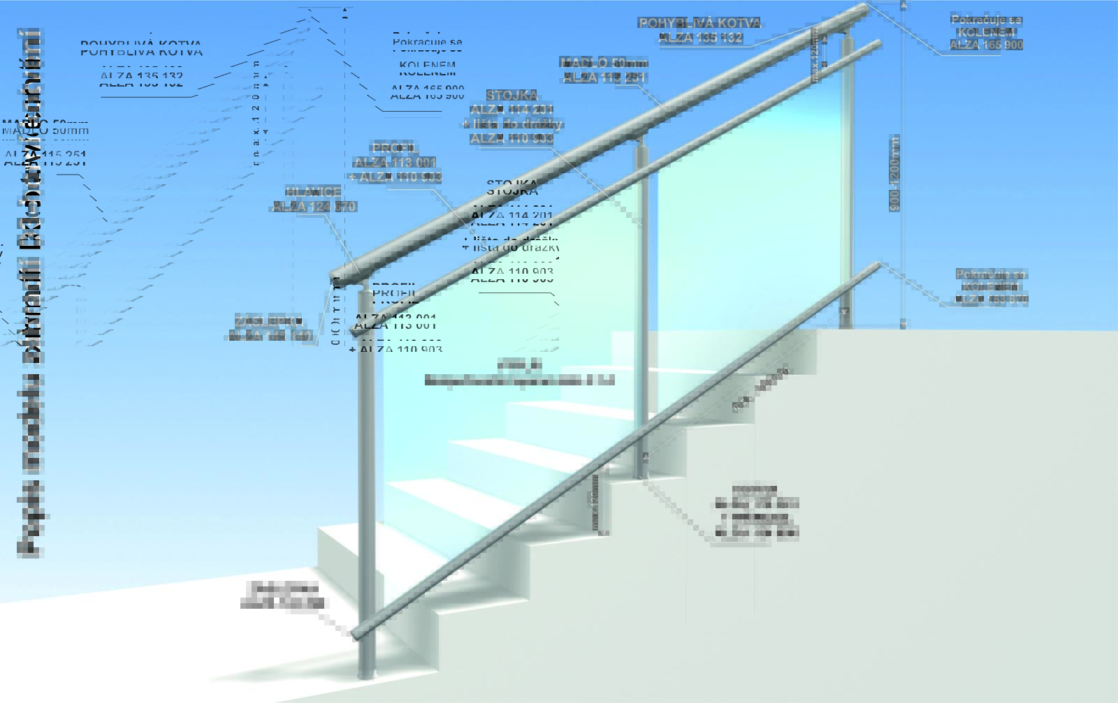 Zábradlí na schody model B3