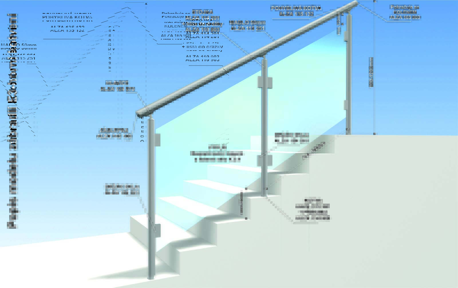 Zábradlí na schody model E3