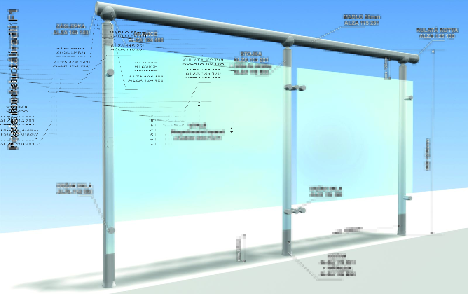 Zábradlí na terasu model E1