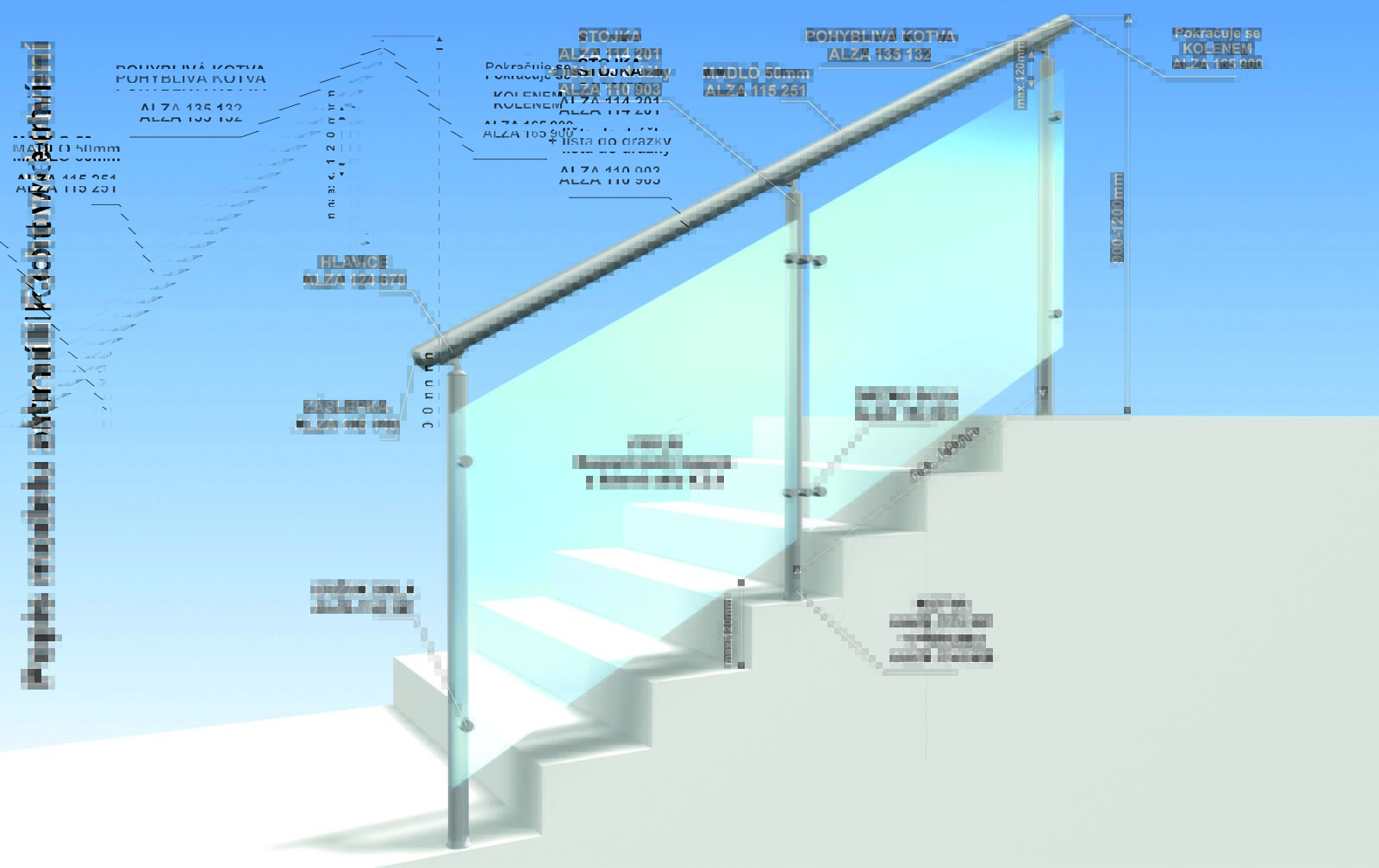 Zábradlí na schody model F3